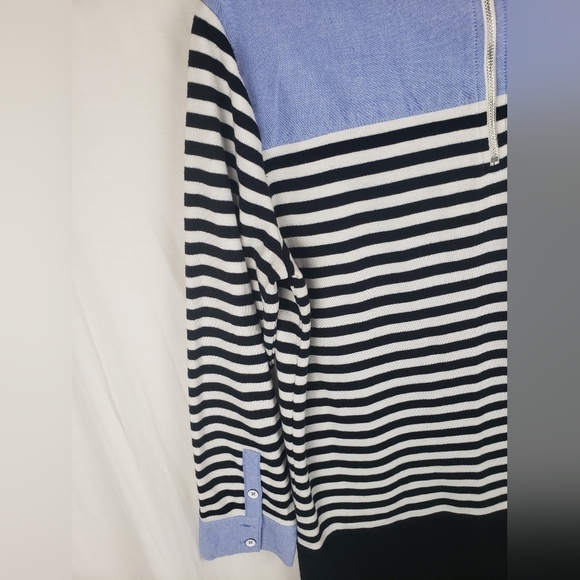 Loft Striped Long Sleeve Blue and Black Dress Sz M - Picture 6 of 9